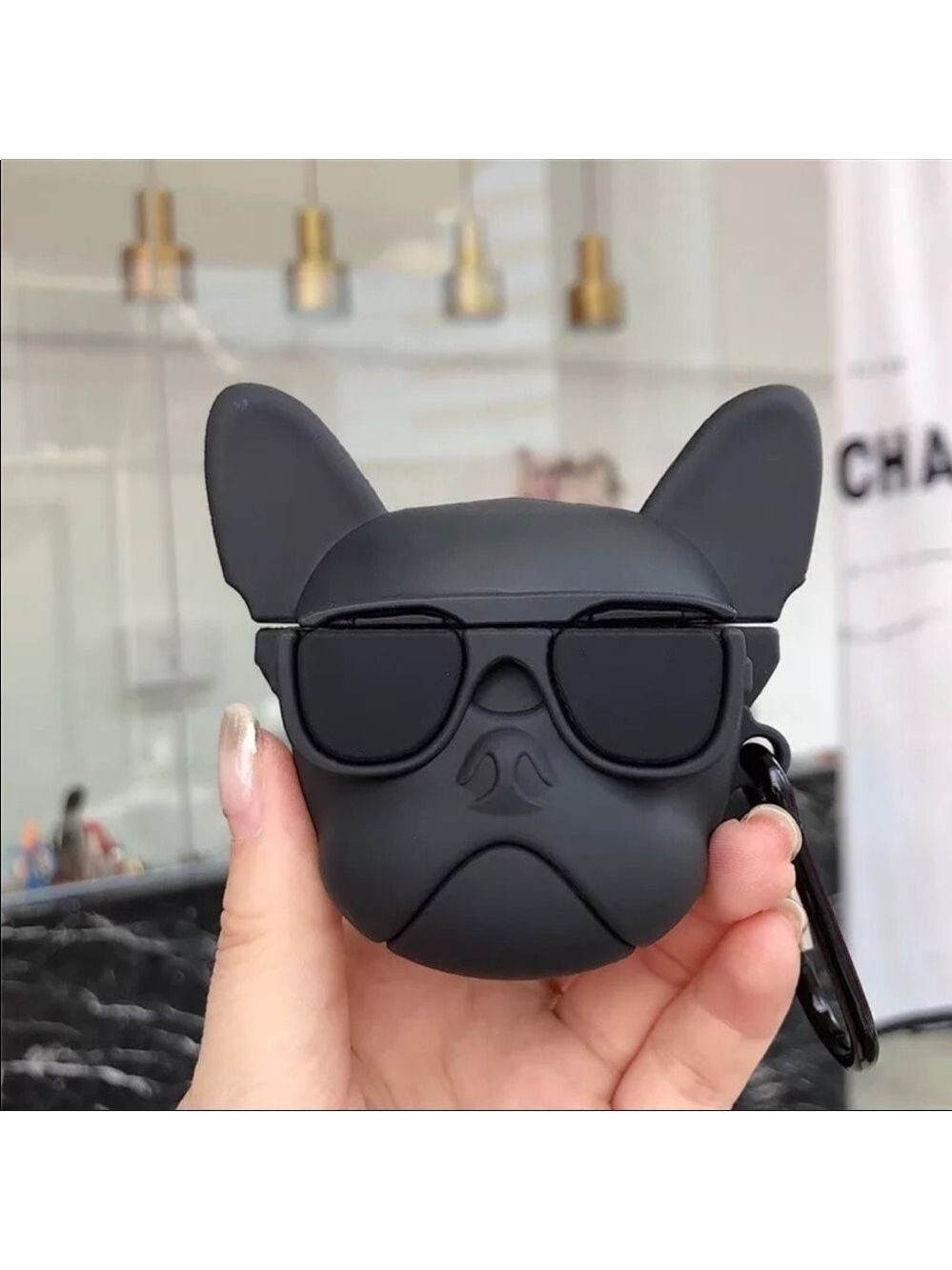 Black Airpods 1&2 Adorable Frenchie Case Earbuds case
